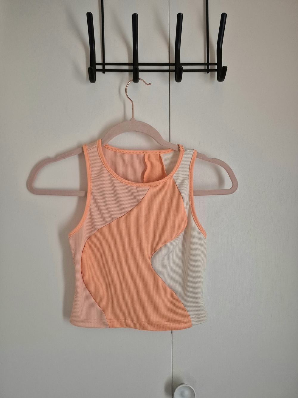 SHEIN Peach & Cream Colorblock Ribbed Tank Top